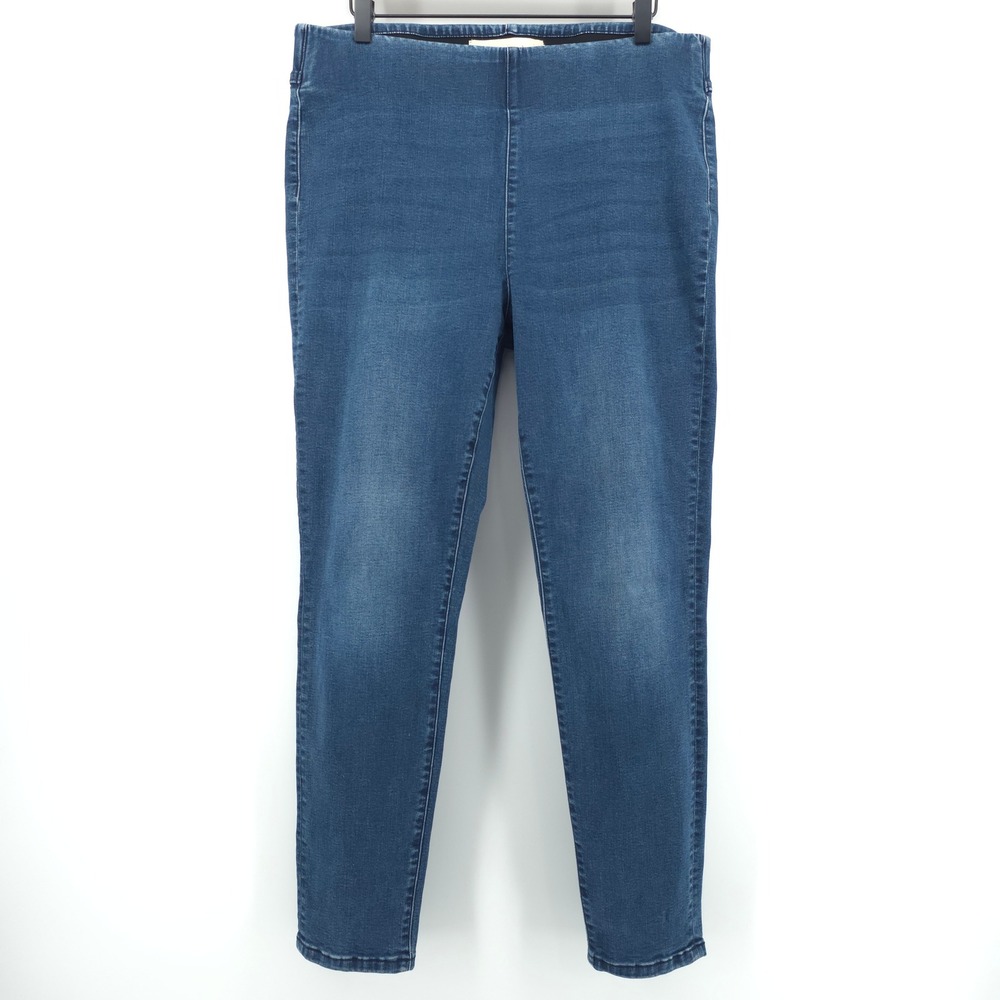 Soft Surroundings Womens Denim Leggings L‎ Blue Pull On Jeggings Stretch Comfort